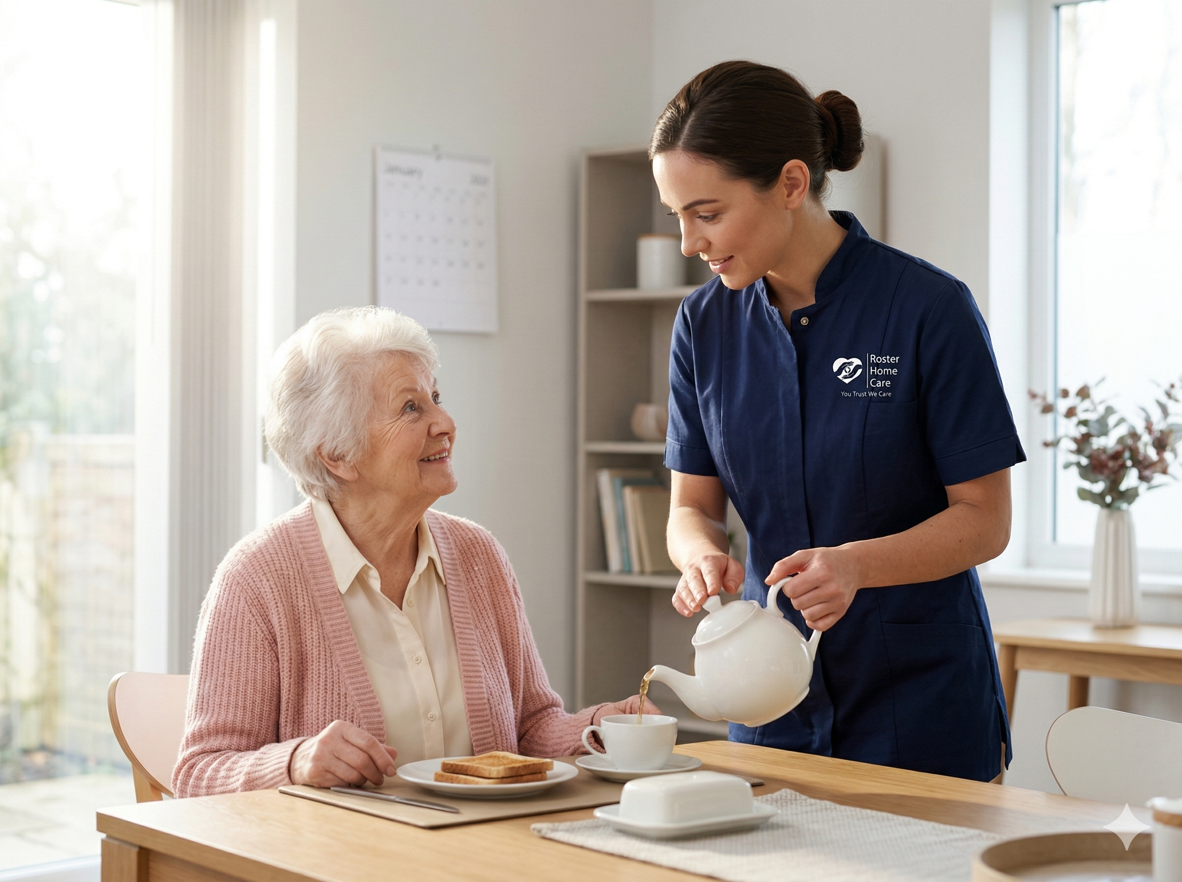 Caregiver assisting senior